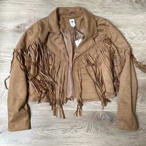 Vici Brown Suede Fringe Jacket
